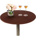 thumbnail image 1 of HSHDLDF JISEN Nappe Ronde en Spandex pour Cocktail, Ajustée et Extensible, Bonnet de Table 28 Pouces A-Brown, 1 of 6