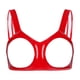 thumbnail image 4 of Conjunto de sujetador de copa abierta para mujer, Top Sexy con liguero, falda acampanada y tangas integradas, conjunto de lencería erótica de charol con aspecto húmedo, 4 of 5
