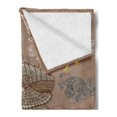 thumbnail image 2 of Whale Soft Flannel Fleece Throw Blanket, Steampunk Mammal Flying in the Air Moons and Stars Hand Drawing, Cozy Plush for Indoor and Outdoor Use, 50" x 70", Brown and White, by Ambesonne, 2 of 5