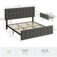 thumbnail image 3 of Huloretions Full Size Bed Frame,Upholstered Platform Bed Frame with 4 Storage Drawers and Headboard，Faux Leather Upholstered Platform Bed Frame with Wooden Slats Support,No Box Spring Needed, 3 of 9