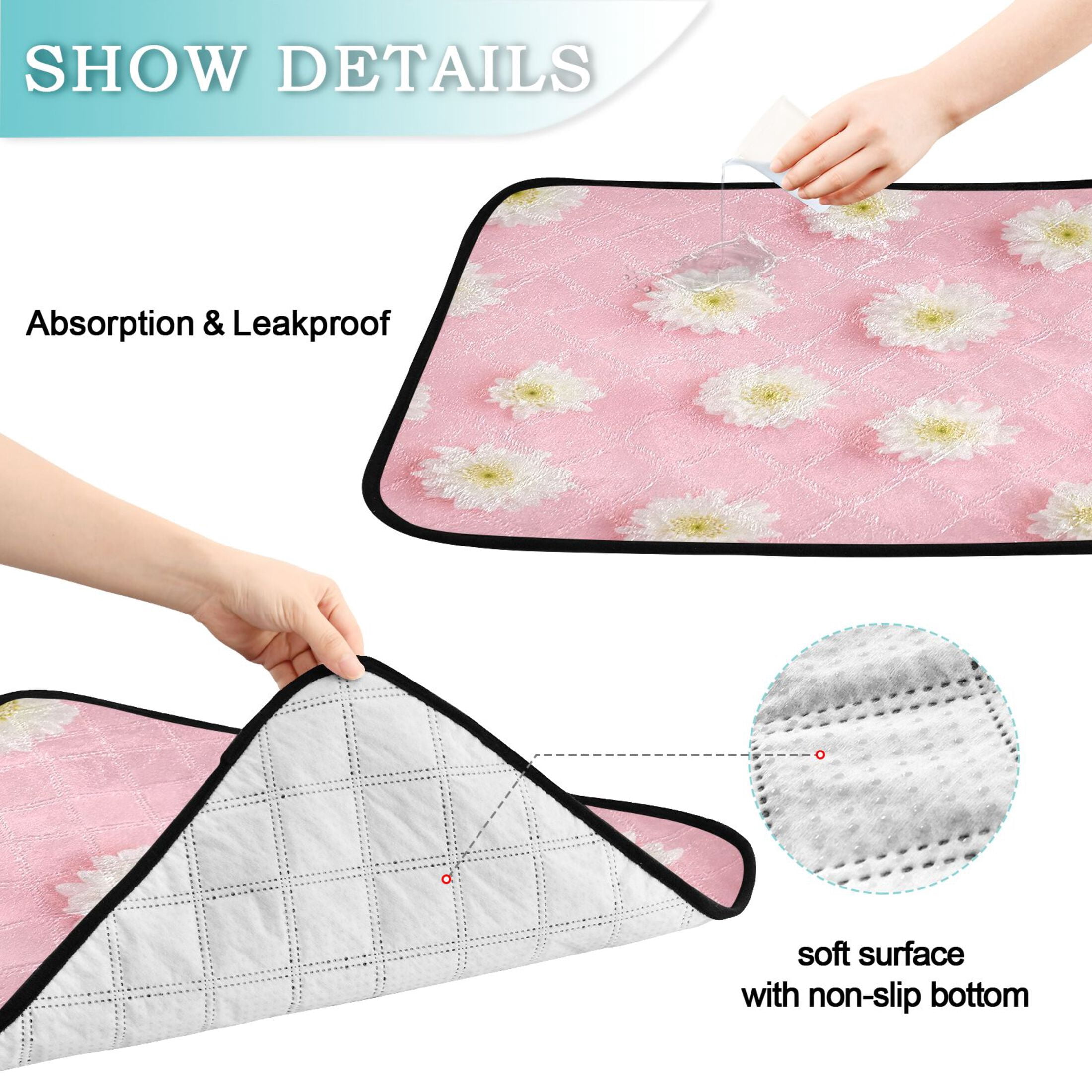Washable Pet Pee Pads with Super Absorbent Reusable Training Pads for Dogs & Cats Small Yellow Daisy