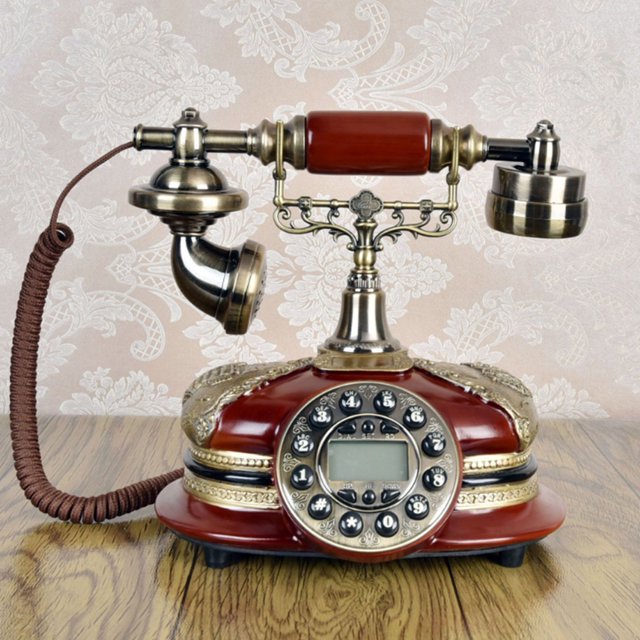 Teléfono fijo Teléfono de casa 8611 Escritorio de casa FSK/DTMF Sistema dual Teléfono retro con pantalla de telegrama entrante