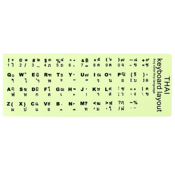 Pegatinas de teclado tailandesas Uxcell que brillan en la oscuridad, cubierta de reemplazo de teclado, letras negras