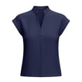 thumbnail image 6 of TGSLY Notch V Neck Linen Blouses Lightweight Soft Dressy Casual Cap Sleeve Shirts Versatile Office-Casual Fit Solid Color Tops XXXL, 6 of 7