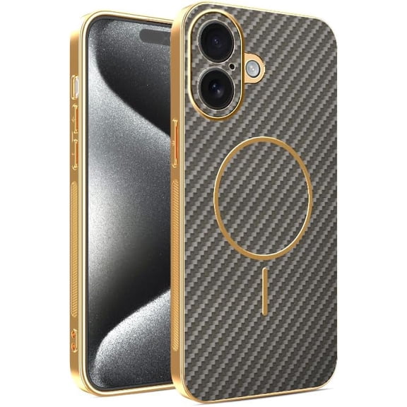 REQO Phone Case for iPhone 17 Compatible with MagSafe Slim Silicone Cover 3D Carbon Fiber Texture, Aesthetic for iPhone 17 Case Shockproof Soft Bumper & Anti-Scratch Back