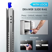 AOLISHENG Heavy Duty Drawer Slides 20 with Lock 250lb Bearing Capacity Full Extension 3 Section Industrial Locking Slide Rails 1Pair