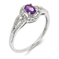 thumbnail image 5 of 925 Sterling Silver Polished Amethyst and Diamond Ring Size 10 -  Jewelry Gift for Mom, 5 of 5