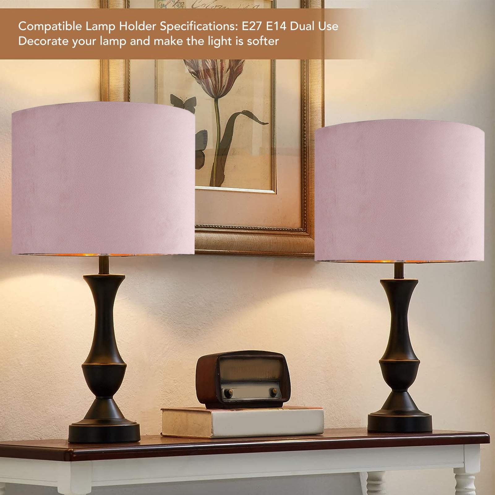 NFTIGB Oval Lamp Shade Cloth Lint Lampshade E27 E14 Universal Use Modern Lamp Cover for Table Floor Lamp 9.06 inches / 23 cm Lower Diameter Decor Purple