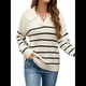 thumbnail image 2 of Suéter de Rayas para Mujer, Cuello en V, Larga, Suelto, de Punto, Jersey de Punto, Tops. XL, 2 of 10