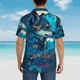 thumbnail image 4 of Fotbe Blue Iceberg Leaf Wolf Camisa Hawaiana para Hombre Unisex – Camisa Casual de Verano con Botones de Manga Corta de Algodón y Lino,Small, 4 of 7