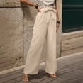 thumbnail image 5 of JJHGVB Palazzo Pants Wide Leg Pants Woman Women's Fashion Clothes For Every Occasion Cotton Linen Cardigan Summer Chic Womens Casual Pants Women'S Pants Beige L, 5 of 9