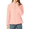 thumbnail image 2 of MODA NOVA Juniors Stand Collar Long Sleeves Zip Up Lightweight Quilted Jacket Pink M, 2 of 6