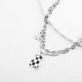 thumbnail image 5 of Double Layer Stainless Steel Necklace Fashion Black and White Plaid Bear Charm Bracelet for Men, YQZIYOU, 5 of 6