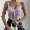 thumbnail image 4 of Texiao Women's Sexy Floral Lace Mesh Corset Vest Spaghetti Strap Tops Going Out, 4 of 9