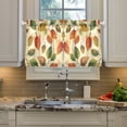 thumbnail image 2 of Yayeee Kitchen Curtains Tier Pair Light Filtering 27"x24" Rod Pocket Short Cafe Window Panel, Beige Leaves, 2 of 7