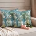 thumbnail image 2 of Daisy Flower Outdoor Waterproof Pillow Covers, Vintage Floral Oil Painting Modern Wood Decorative Square Throw Pillowcase Sofa Cushion Sham for Patio/Couch/Chair, 18"x18" 2 Pack, 2 of 8