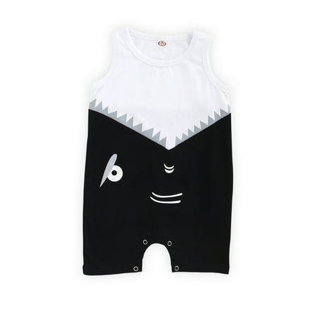 

Baby Boy Clothes 6 Months Baby Boys Summer Bodysuits 9 Months Baby Boys Sleeveless Carton Prints Bodysuits Black