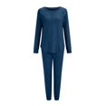 thumbnail image 3 of AherBiu Ensembles de Détente pour Femmes Manches Longues 2 Pcs Pyjamas Col Rond Hauts Pantalons Vêtements de Nuit, 3 of 6