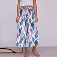 thumbnail image 5 of YABCSAZ Women's Wide Leg Pants Loose Casual Pants Plus Size Boho Pants Printed Drawstring Elastic Waist Lounge Long Trousers Soft Comfortable Capri Pants for Women, 5 of 8