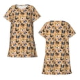 thumbnail image 3 of Bixox Cute Dogs Head Pattern Women's Nightgown, Soft & Breathable Sleepwear, Round Neck Knee-Length Pajama Dress,Loungewear for Home & Sleep, 3 of 7