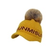 thumbnail image 3 of WITHMOONS Knitted Women Winter Visor Knit Baseball Cap Pom Beanie Soft Warm Ribbed Hat SLQ1487 (Yellow), 3 of 5
