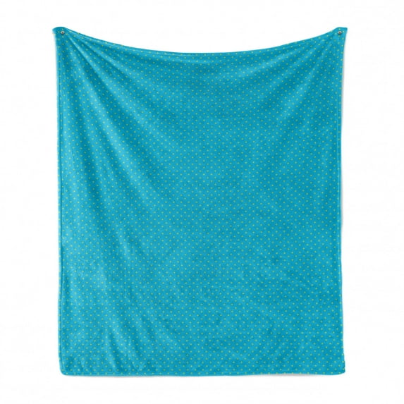Stars Soft Flannel Fleece Throw Blanket, Continuous Abstract Pattern of Mini Star Motifs Geometric Elements, Cozy Plush for Indoor and Outdoor Use, 60" x 80", Sky Blue Yellow Green, by Ambesonne