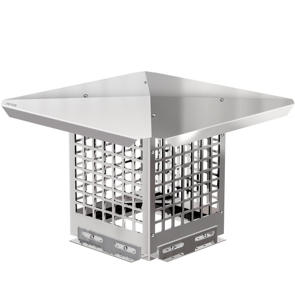 VEVOR Chimney Cap, 8" x 8" Flue Caps, 304 Stainless Steel Fireplace Chimney Cover, Adjustable Metal Spark Arrestor with Bolts Screws, Mesh Chimney Flue Cover for Outside Existing Clay Flue Tile