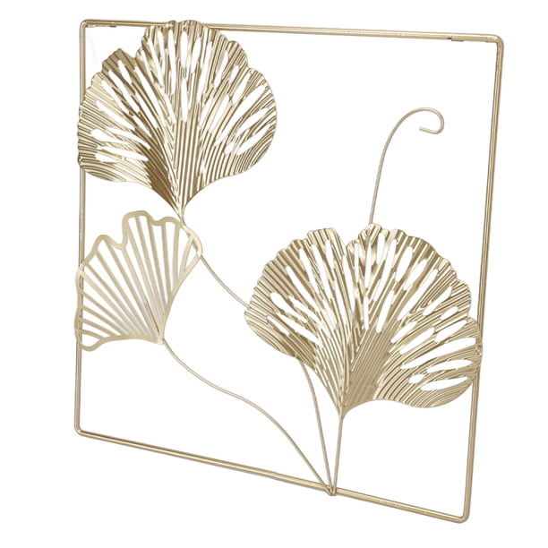 Escultura de arte de pared de ginkgo de metal dorado, hojas de ginkgo 3D Hojas de ginkgo de metal Decoración de pared de metal Escultura de arte de pared de metal Diseño de última generación