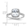 thumbnail image 5 of Sterling Silver Rhodium-plated 9x7 Cushion CZ Ring, 5 of 6