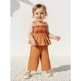 thumbnail image 3 of Jxzom Halloween Toddler Girl Outfits Pumpkin Smocked Spaghetti Strap Tank Top Dress Gingham Plaid Pants Halloween Clothes, 3 of 10