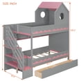 thumbnail image 2 of Harper & Bright Designs Twin House Bunk Bed with Storage Stairs and Drawers, Wood Twin Over Twin Castle Bed with Drawers Shelves & LED Lights, Gray, 2 of 14