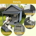 thumbnail image 6 of Pefilos 44" Wooden Dog House Outdoor Large Dog Kennel Weatherproof with Cleaning Mat, Terrace for Small to Medium Dogs, Gray, 6 of 10