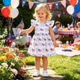 thumbnail image 5 of WERYOUNG Toddler Girls 4th Of July Dresses Fly Sleeve Independence Day American Flag Printed Dress Kids Patriotic Dresses Comfortable 6-12 Months, 5 of 9