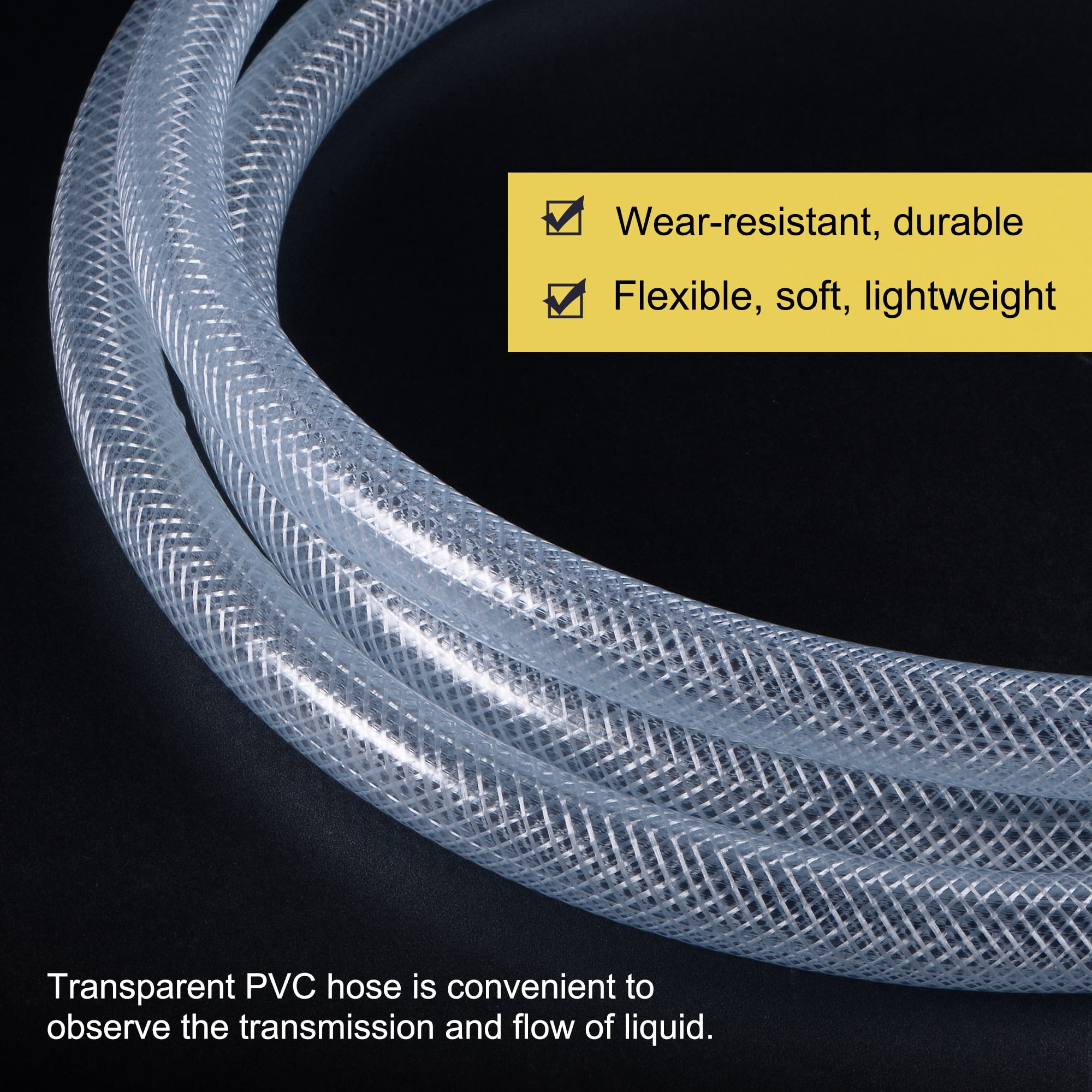Tuyau PVC Renforcé Tressé 5/16 ID - 3,3 Pieds Haute Pression - Pour Eau, Air, Liquides