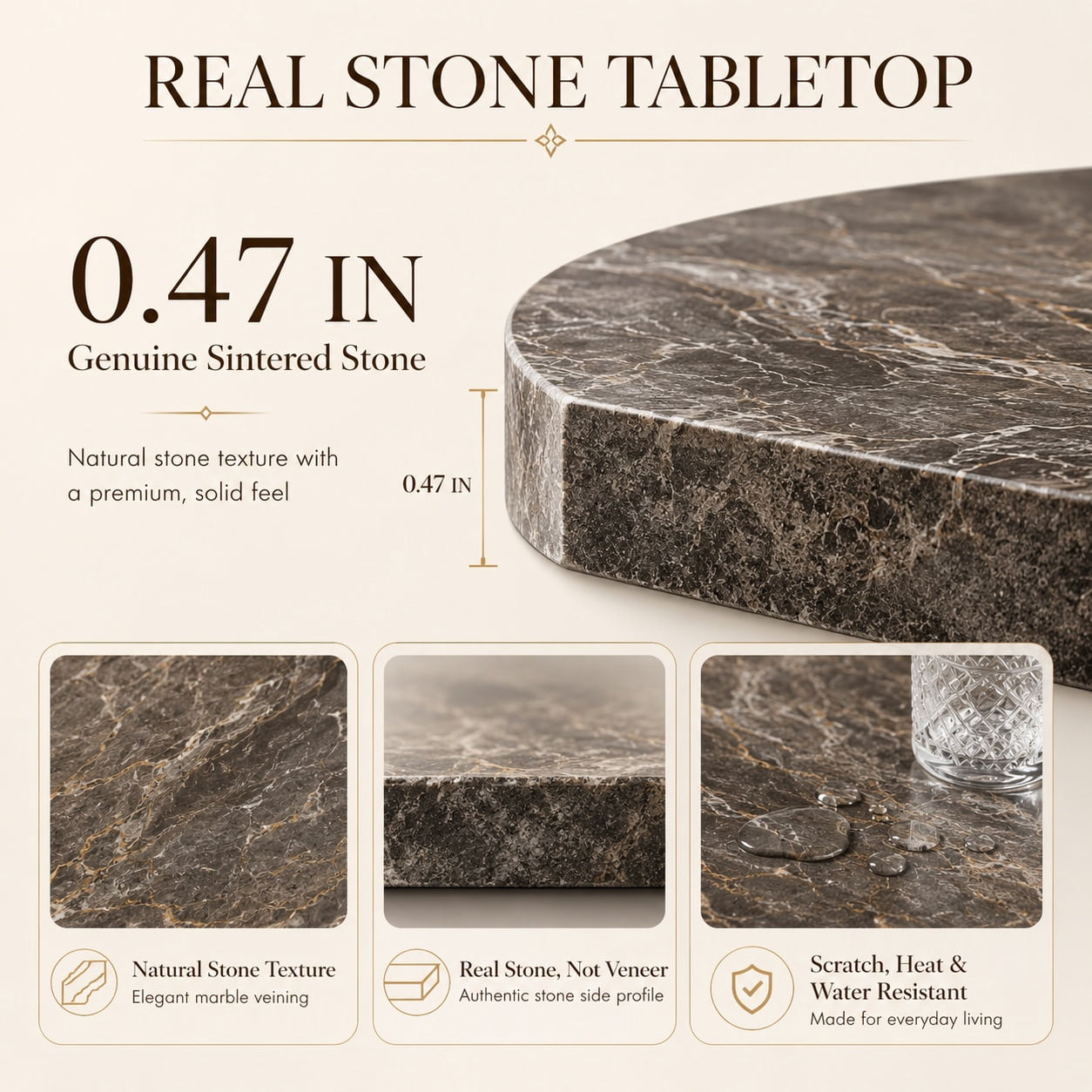Aukfa 31.5" Round Sintered Stone Dining Table for 2-4, Kitchen Table Tulip Table with Silver Pedestal Base for Bistro Small Apartment,Silver Gray Marble
