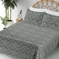 thumbnail image 3 of Ambesonne Vintage Fitted & Flat Sheet with Shams 4 Pcs Set, Art Deco Flourishing Swirls, Full, Grey Teal Pale Sage Green, 3 of 5