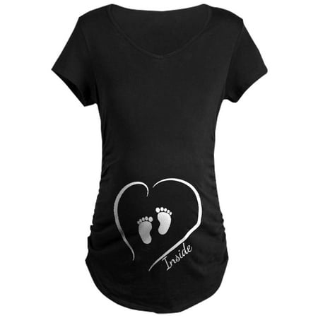 

CafePress - Baby Feet Inside Black Maternity T Shirt - Maternity Dark T-Shirt