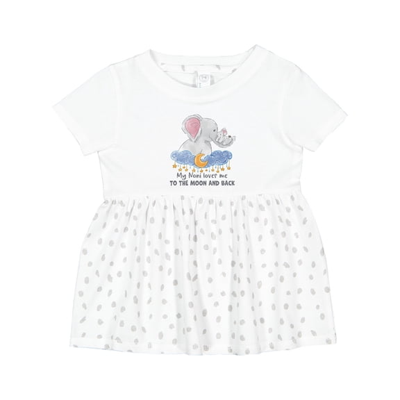 Inktastic My Noni Loves Me to the Moon and Back Elephant Family Girls Baby Dress