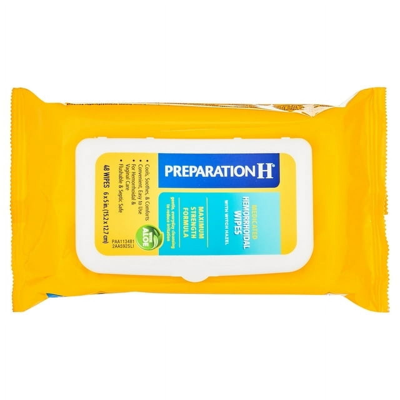 Preparation H Maximum Strength Medicated Hemorrhoid Flushable Wipes, 96 Count, 2 Pack - 192 Wipes Total