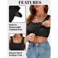 thumbnail image 2 of Charmo Womens Scalloped Neck Tank Tops Wider Straps Undershirts Ribbed Camisole Built-in Removable Bra Cami Shirt, 2 of 6