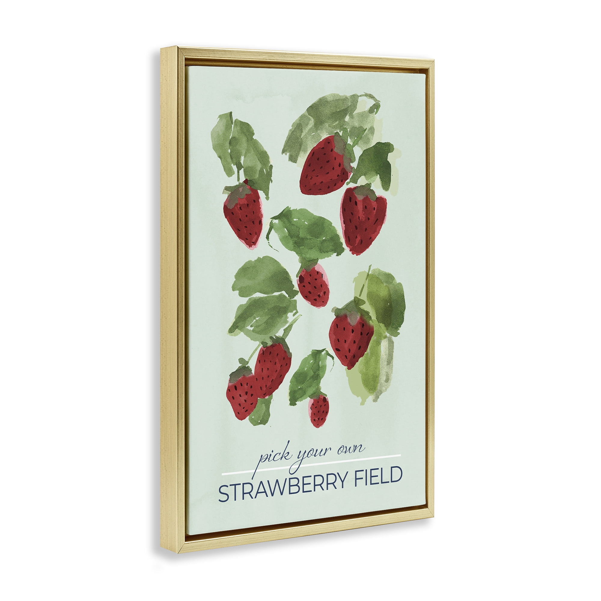 Stupell Industries Strawberry Field Pick Your Own Gold Framed Floater Canvas Wall Art, design by Lucille Price