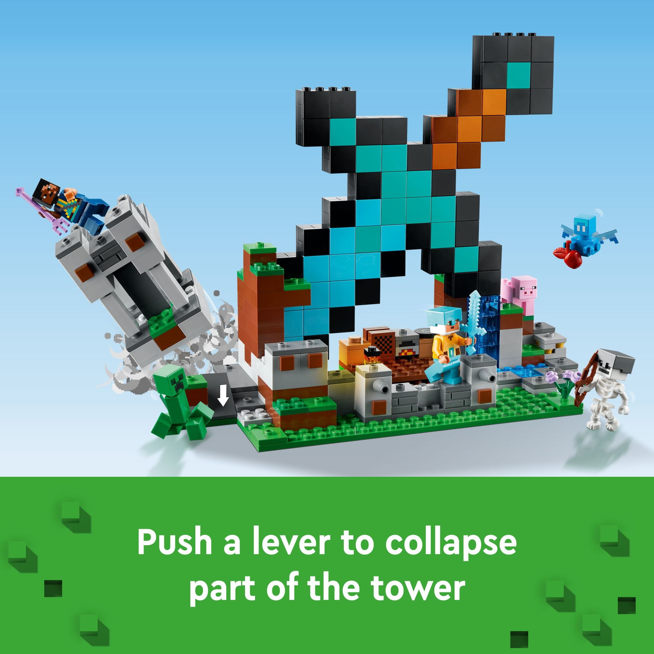 LEGO Minecraft The Sword Outpost Building Set with Creeper, Warrior, Pig & Skeleton Figures, 21244