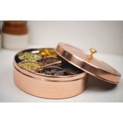 7.5 Inch Dia Handcrafted Indian Spice Box (Copper)
