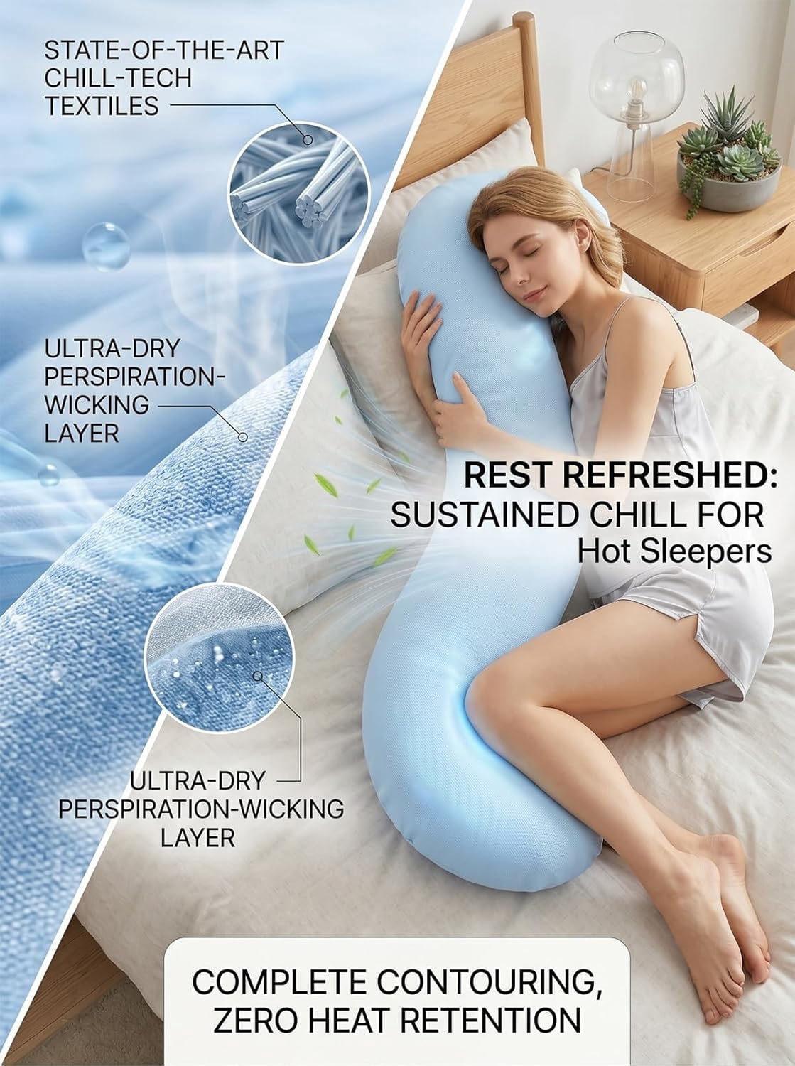 Pea Pod Body Pillow for Adults, Bolster Side Sleeper Hot, Ergonomic Cuddle Knee Pillow, Long Couch Hugging Cooling Full-Body, Comfort Huge Companion, Lumbar Support Sleeping, Memory Foam(Pink)