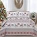thumbnail image 3 of CHESITY King Christmas Bedding Christmas Deer Bedding Sets Reindeer Quilt Holiday Christmas Bedspread Blanket Coverlet Comforter Set for Winter Snowflakes Lantern Pattern (96"x108"), 3 of 4