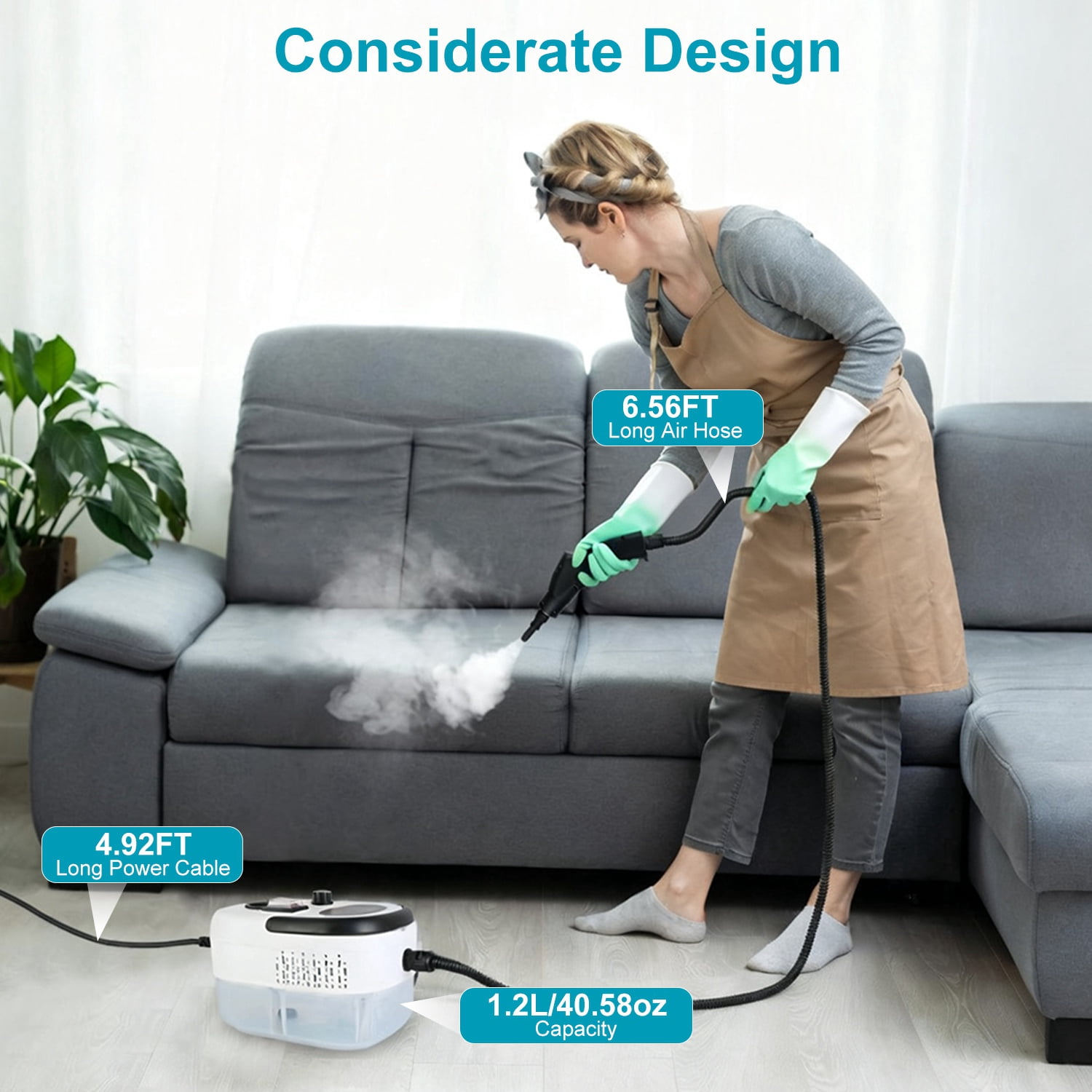 High Pressure Steam Cleaner 3Bar 212℉, 6 Adjustable Steam Levels with Multi-Accessories, 1200ml Tank Portable Steam Cleaning Machine for Kitchen Floor Window