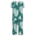 thumbnail image 4 of Nmnitkp Pajamas for Women Set Soft and Friendly Skin Women Pajamas Sets Boho Floral Pleated Loungewear Short Sleeve Button Crewneck Tops and Capri Pants 2 Piece Outfits with Pockets, 4 of 7