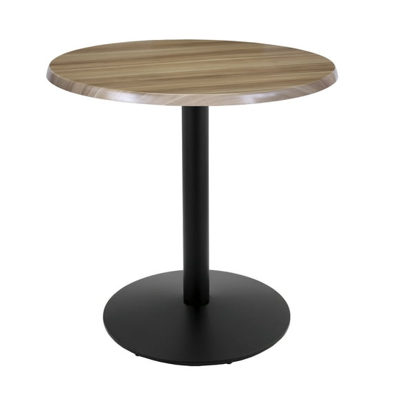 Indoor/Outdoor 36" Tall OD214 Black Table Base with 22" Diameter Foot and 30" Diameter Indoor/Outdoor Natural Top by the Holland Bar Stool Co.