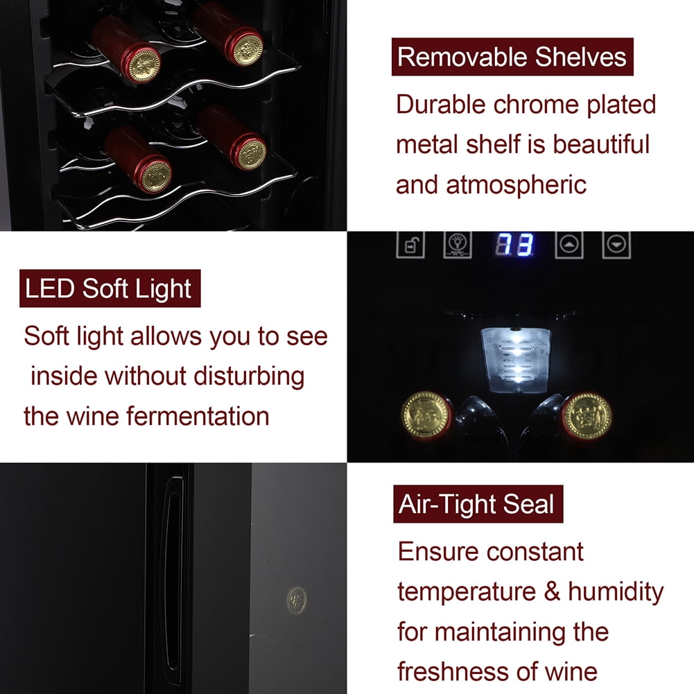 Veryke 12 Bottle Freestanding Wine Cooler, Compressor Beverage Refrigerator for Red, White, Champagne or Sparkling Wine
