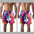 thumbnail image 3 of luoweisi Men's Beach Shorts Quick Dry Swim Trunks with Mesh Lining Cartoon Cat L, 3 of 5